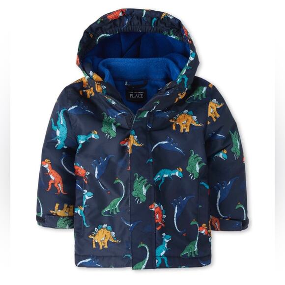 The Children Place Winter Dinosaur Hoodie Jacket Blue Size Baby Boy 18-24 Months - Picture 1 of 10